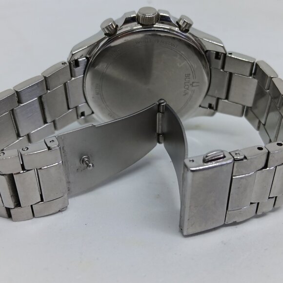 Bulova 96B335 Men's 43mm Stainless Steel White Dial Chronograph Watch - Picture 8 of 11